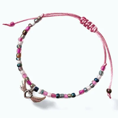 charms pink angel-wings bracelet narrow