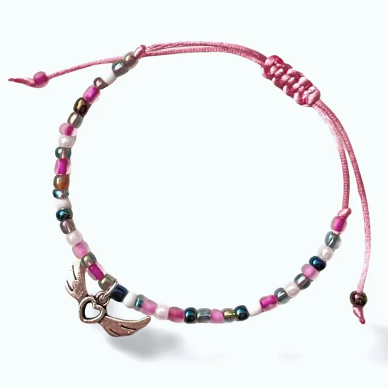 charms pink angel-wings bracelet narrow