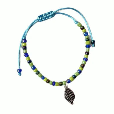 delicate bracelet colorful hand-threaded buy leaf pendant