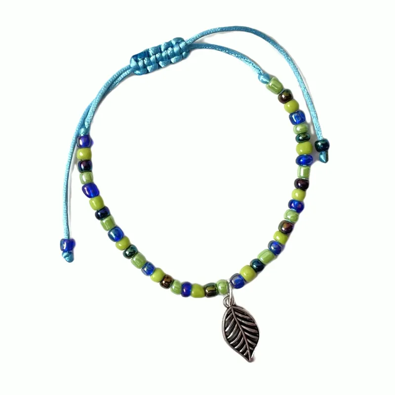 delicate bracelet colorful hand-threaded buy leaf pendant