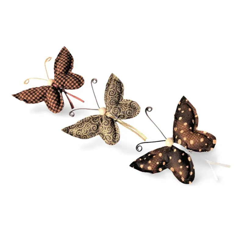 Decorative butterfly set handmade brown gold fabric pendant year-round decoration brown butterfly