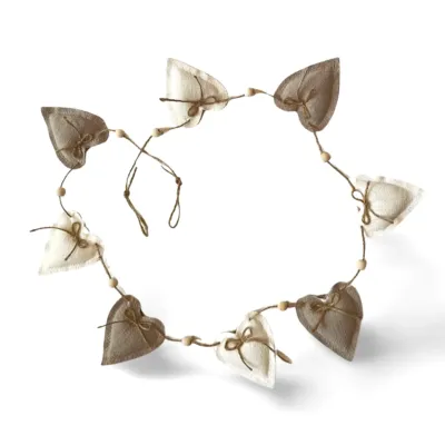 Heart garland linen decorative chain natural colors hanging decoration living idea