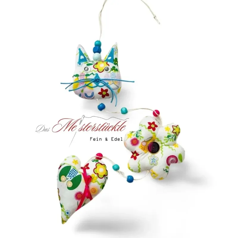 Girlande Dekoanhänger handgemacht bunt blumengirlande fensterdeko herzanhaenger handgefertigt