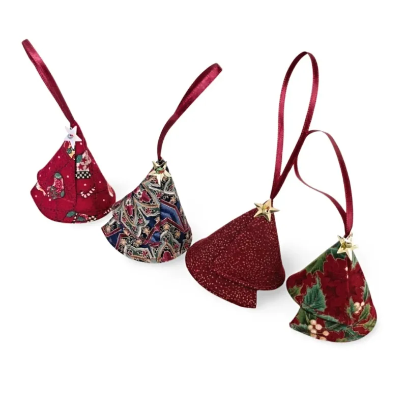 Christmas tree decorations, Christmas bells, fabric pendants, red and green