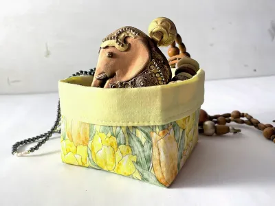 buy easter basket reusable yellow tulip pattern