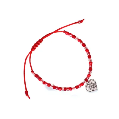 narrow pearl bracelet hand-threaded red