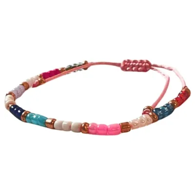 Bracelet Roncalli beads blue pink narrow friendship bracelet