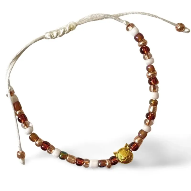 Bracelet brown gold roncallip beads women woman girls