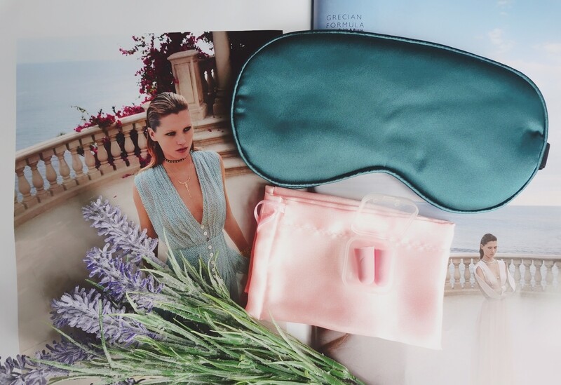 Satin Heated Eye Mask Beauty Sleep Kit (with electric heater &amp; fragrant floral pack) + free earbuds and cooling gel pack