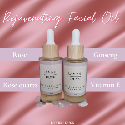 Rose Quartz infused-Rejuvenating Rose Ginseng Facial Oil | 40ml, 1.35oz