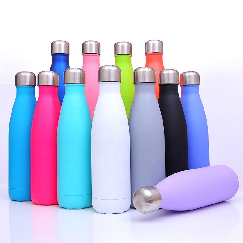 Double Wall Customizable Sports Vacuum Insulated Stainless Steel Water Bottle With Straw Lid 100 Colors