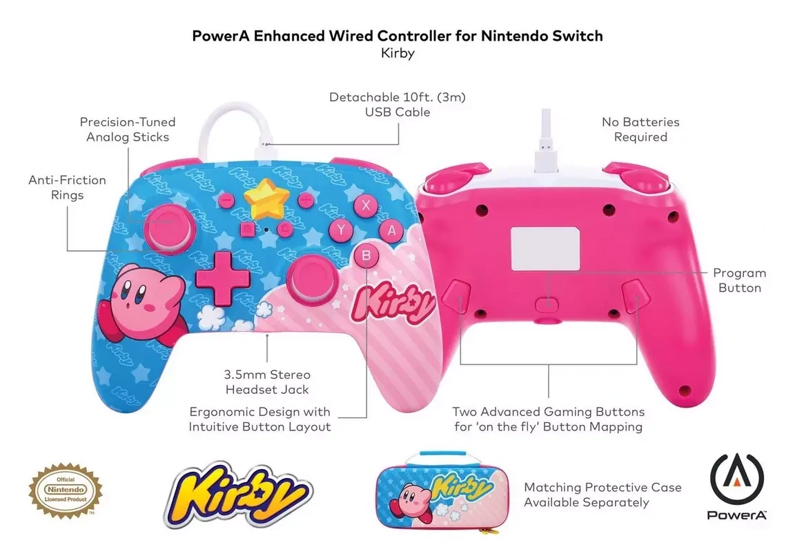 Controller Cablato Avanzato Kirby Per Nintendo Switch Power A