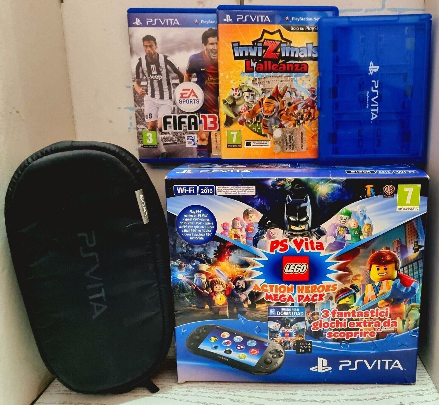 Console Ps Vita Pch-2016 Black Wi-Fi Boxata Con Tanti Accessori Originali