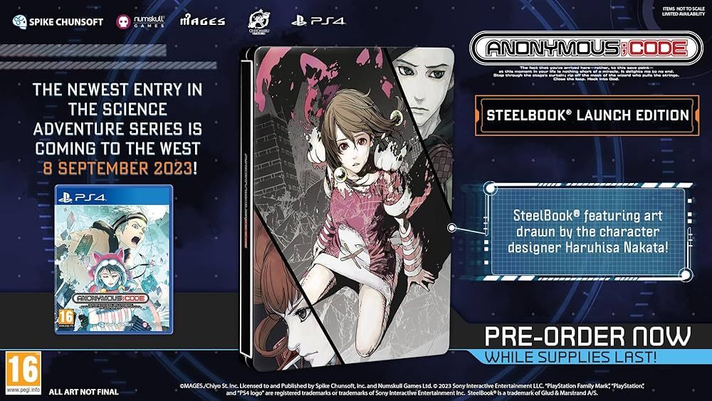 Anonymous;Code Steelbook Launch Edition PS4 Playstation 4 Visual Novel Scifi