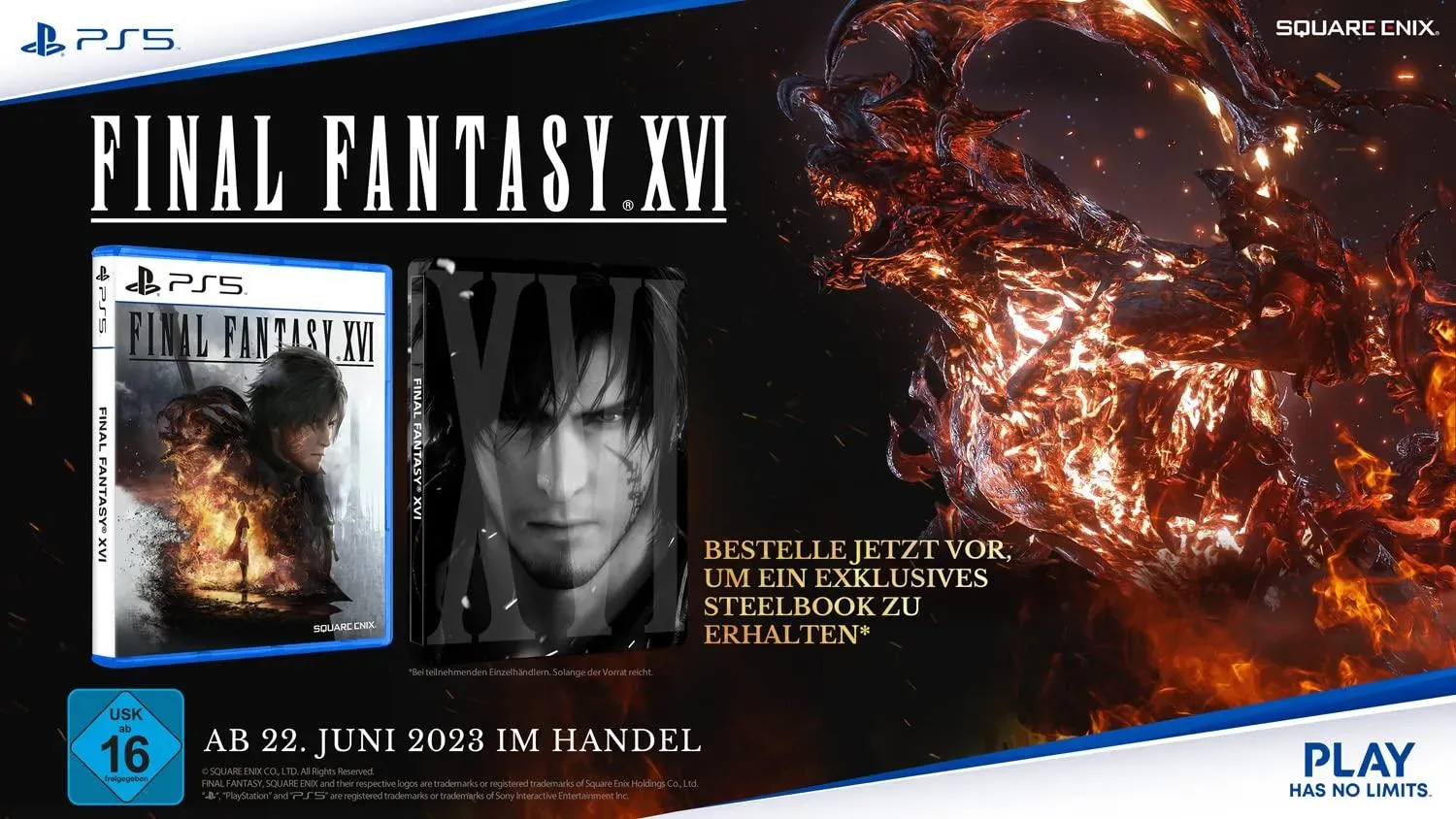 Final Fantasy 16 XVI - PS5 Playstation 5 Gioco + Steelbook EU Con Italiano