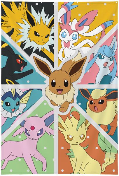 Wall Decor Pokemon Eevee All Transformation 125x85cm Telo Decorativo Da Muro
