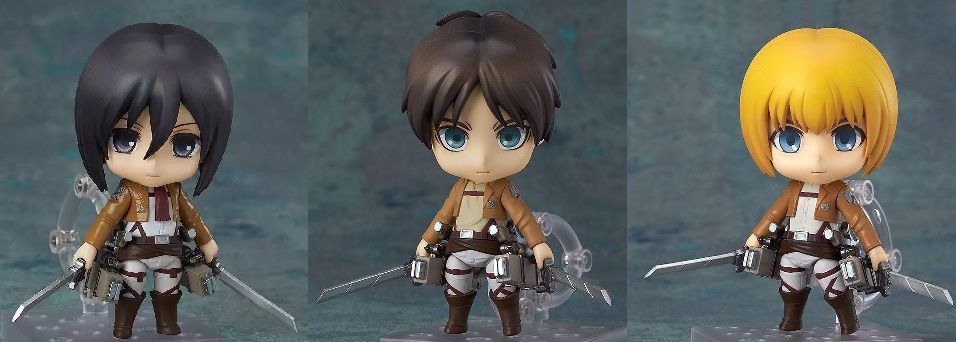 Attack On Titan Bundle 3 Nendoroid Eren, Mikasa E Armin Action Figures Goodsmile