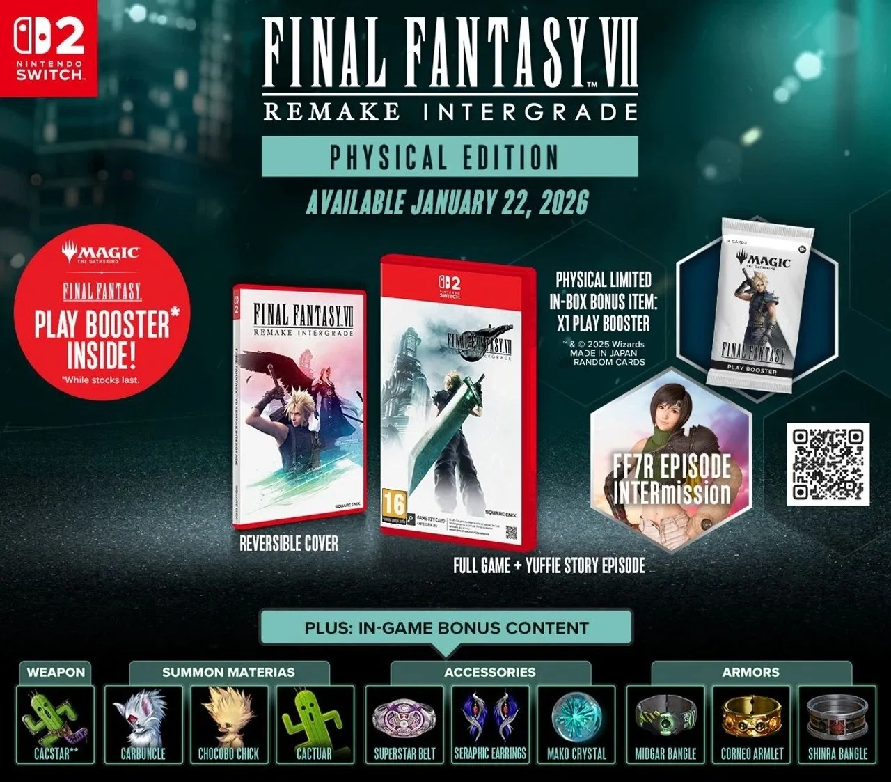 Final Fantasy VII Remake Intergrade - Nintendo Switch 2 Preorder Edition (include busta carte Magic FF Play Booster) EU