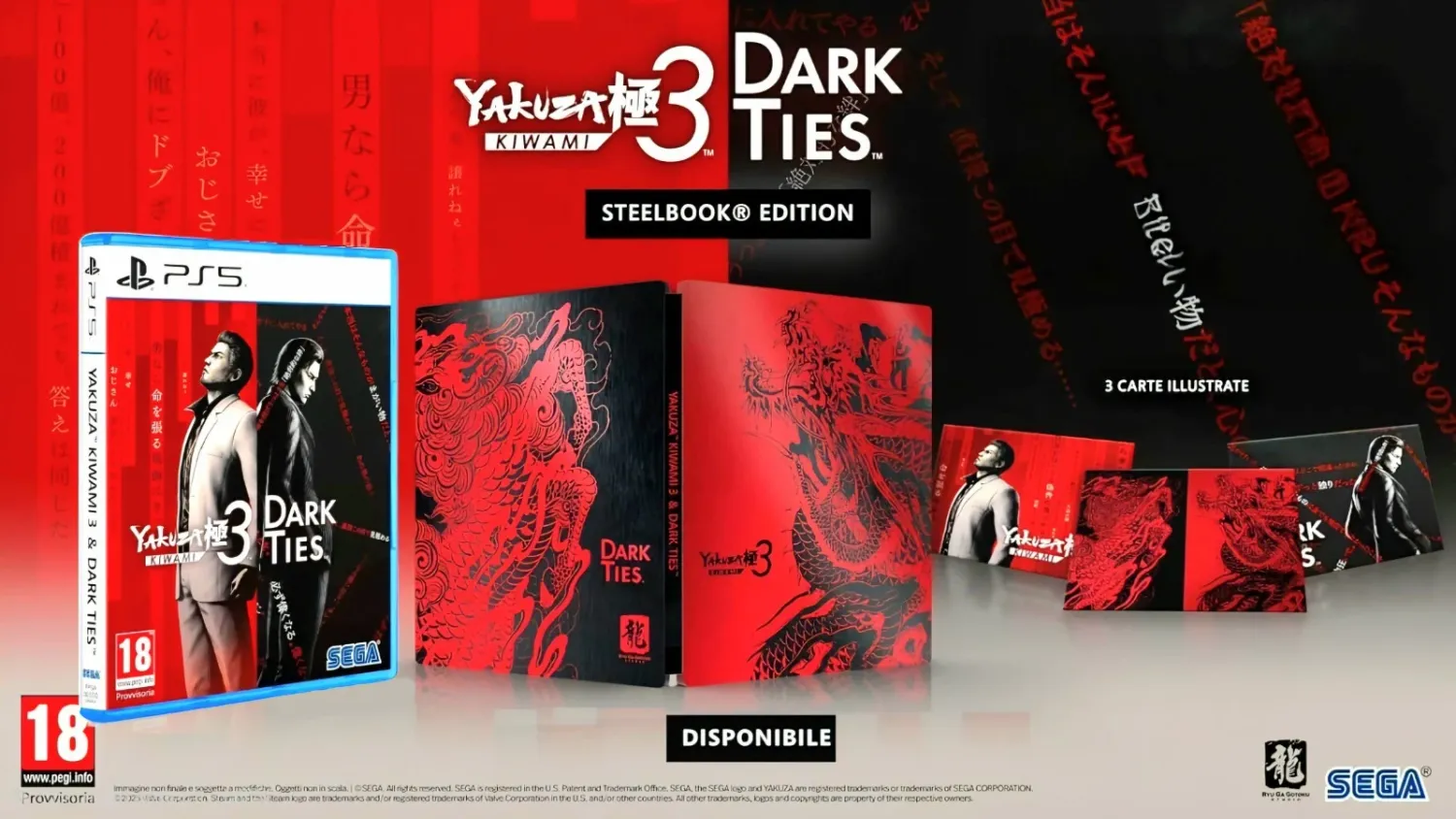 Yakuza Kiwami 3 &amp; Dark Ties Steelbook Edition PS5 Playstation 5 EU Con Italiano