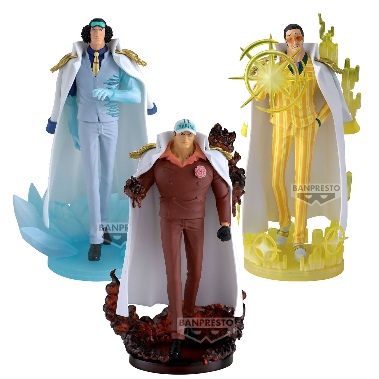 One Piece Bundle 3 Figures Ammiragli Kuzan Akainu Borsalino Shukko Logia 19cm