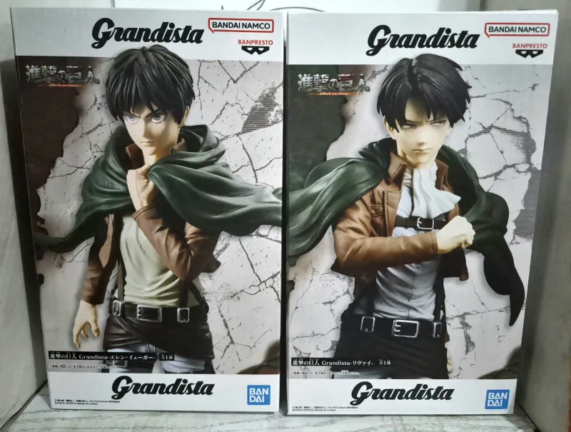 Attack On Titan Bundle Due Statue Levi Ackermann &amp; Eren Yeager Banpresto Grandista