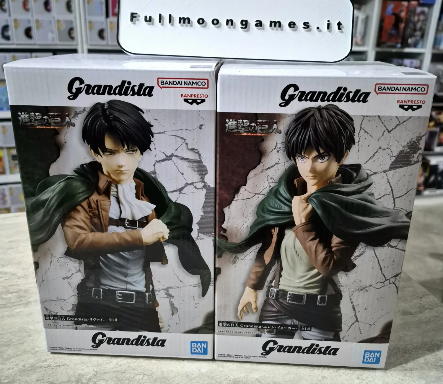 Attack On Titan Bundle Due Statue Levi Ackermann &amp; Eren Yeager Banpresto Grandista