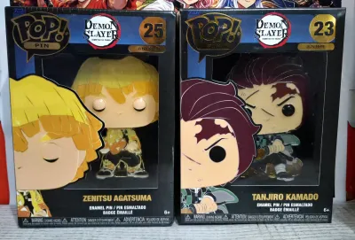 Bunde 2 Funko Pop! Pin Anime Demon Slayer Tanjiro Kamado &amp; Zenitsu Agatsuma 9cm