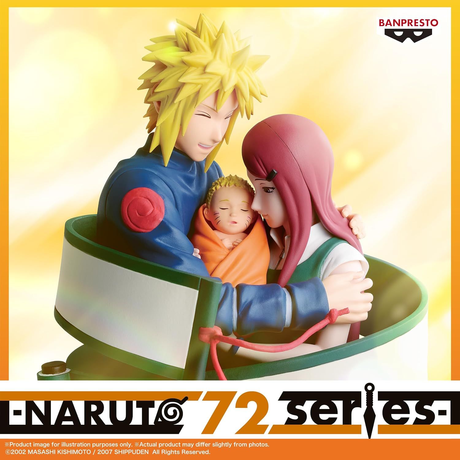 Naruto Shippuden Statua Minato, Naruto &amp; Kushina Banpresto Naruto 72 Series 13 cm