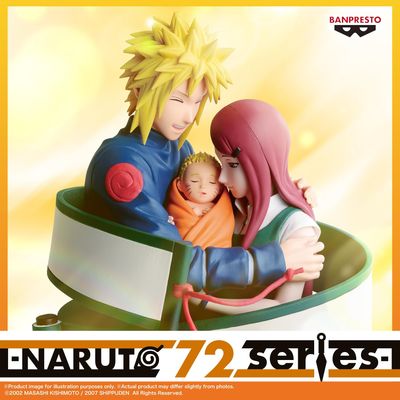 Naruto Shippuden Statua Minato, Naruto &amp; Kushina Banpresto Naruto 72 Series 13 cm
