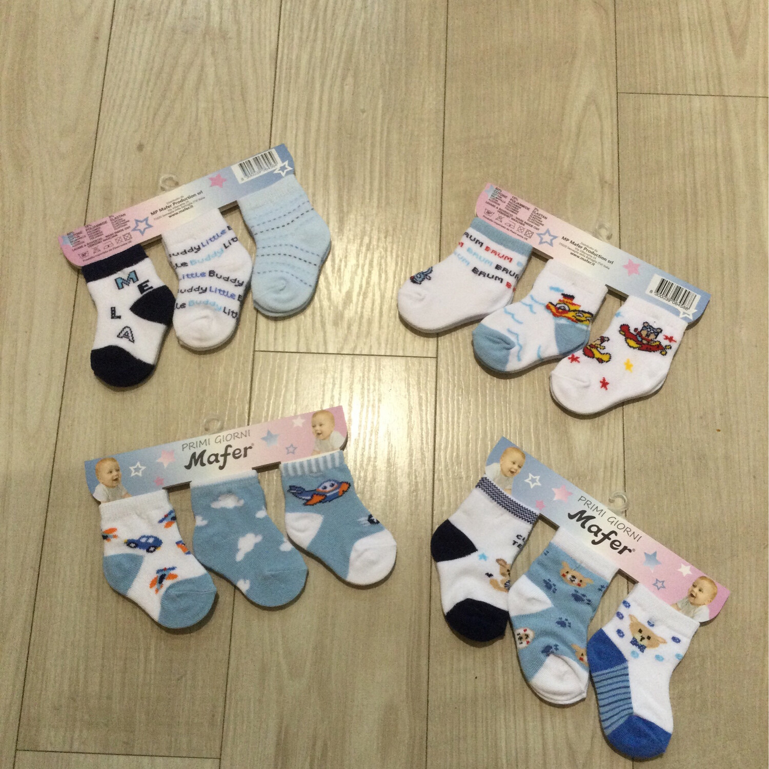 3 chaussettes naissance garçon mafer