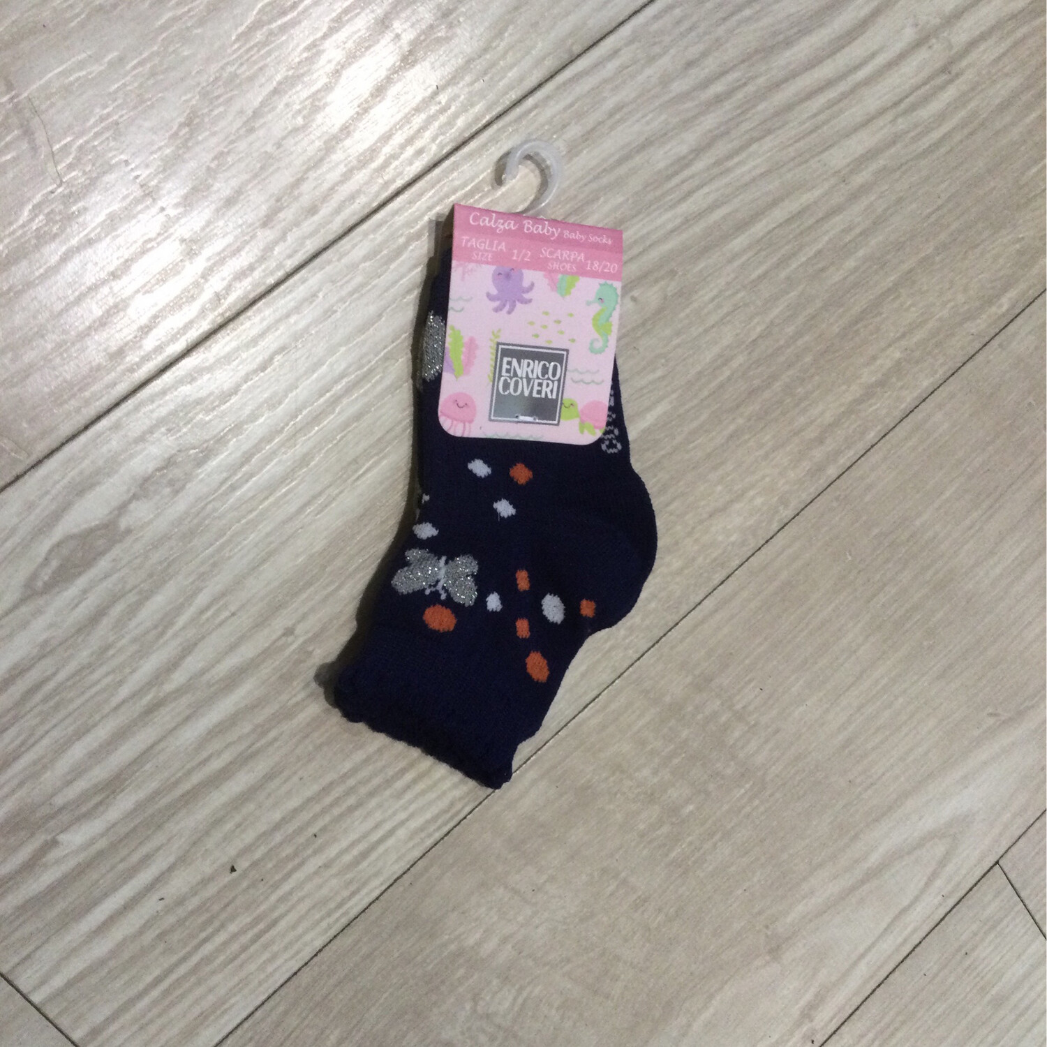 chaussettes bébé fille coveri, Couleur: Bleu papillons, Taille: 18/20 (1/2 ans)