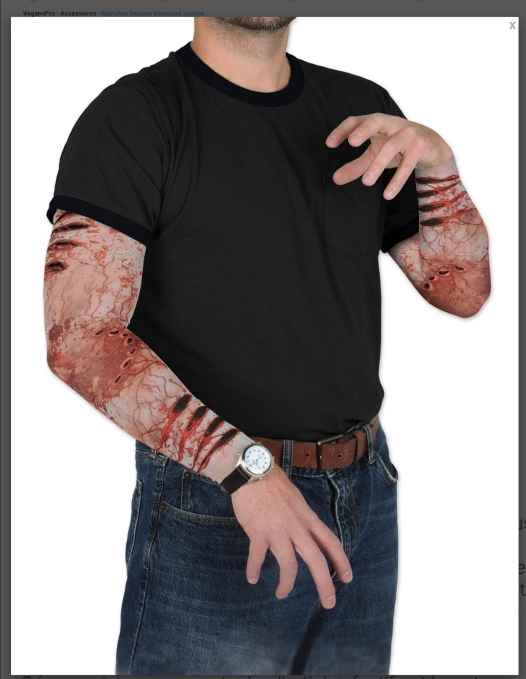 Halloween manches fausses blessures zombie Jadeo