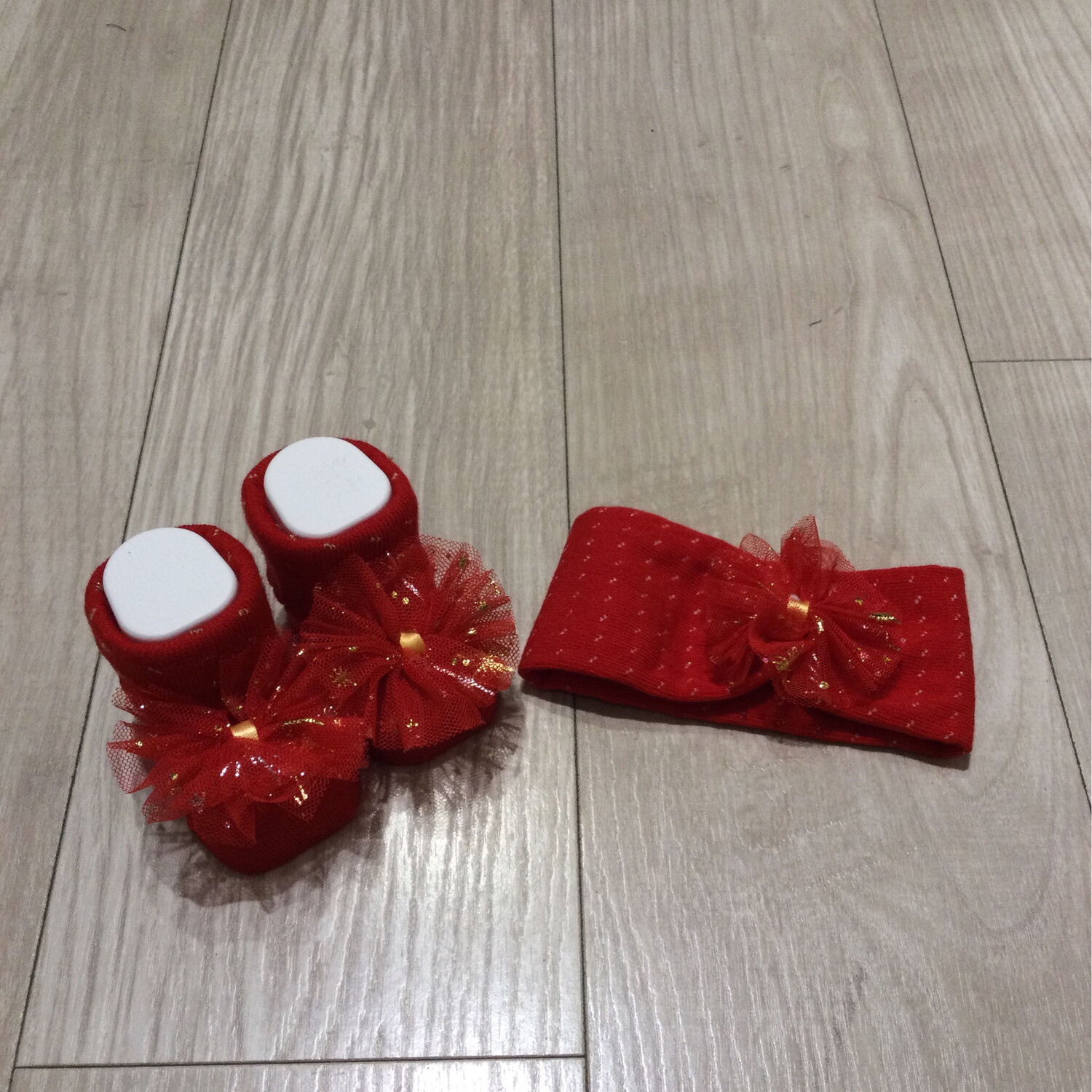Set de Noël chaussons et bandeau cheveux nouvelle-née Mafer