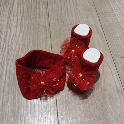 Set de Noël chaussons et bandeau cheveux nouvelle-née Mafer