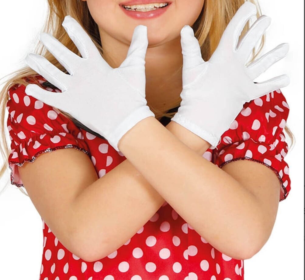  gants courts blancs enfant Carnaval 