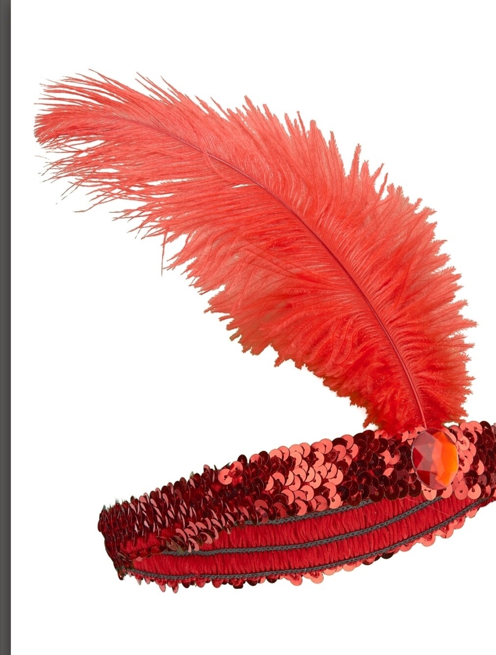 Bandeau Charleston à sequins et plume rouge Carnaval Jadeo