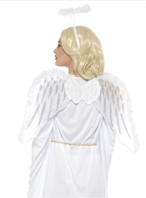 Kit ange blanc avec ailes et auréole Carnaval 