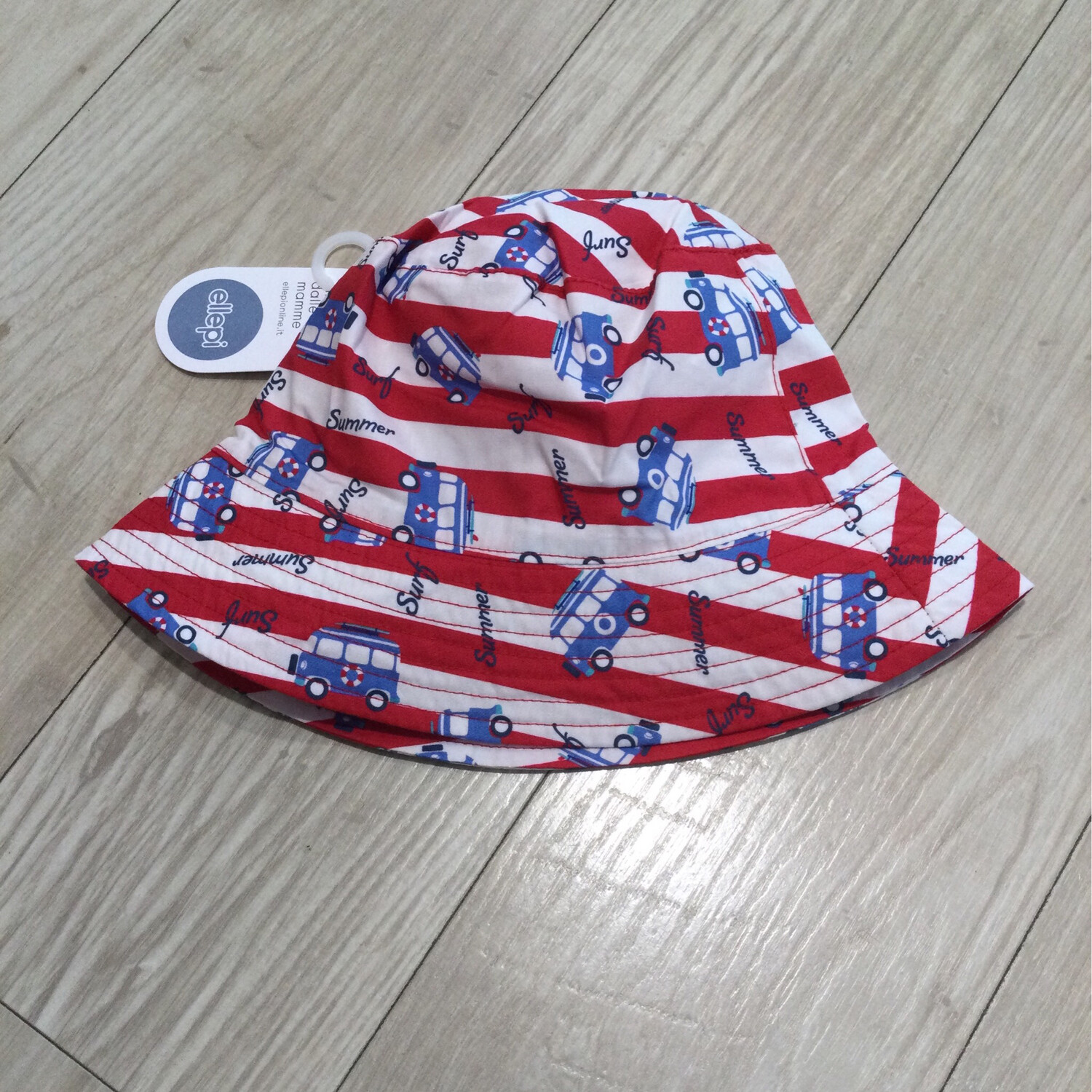 Chapeau bob été garçon Ellepi, Variante: Rouge/blanc/voitures, Taille: 3/4 ans