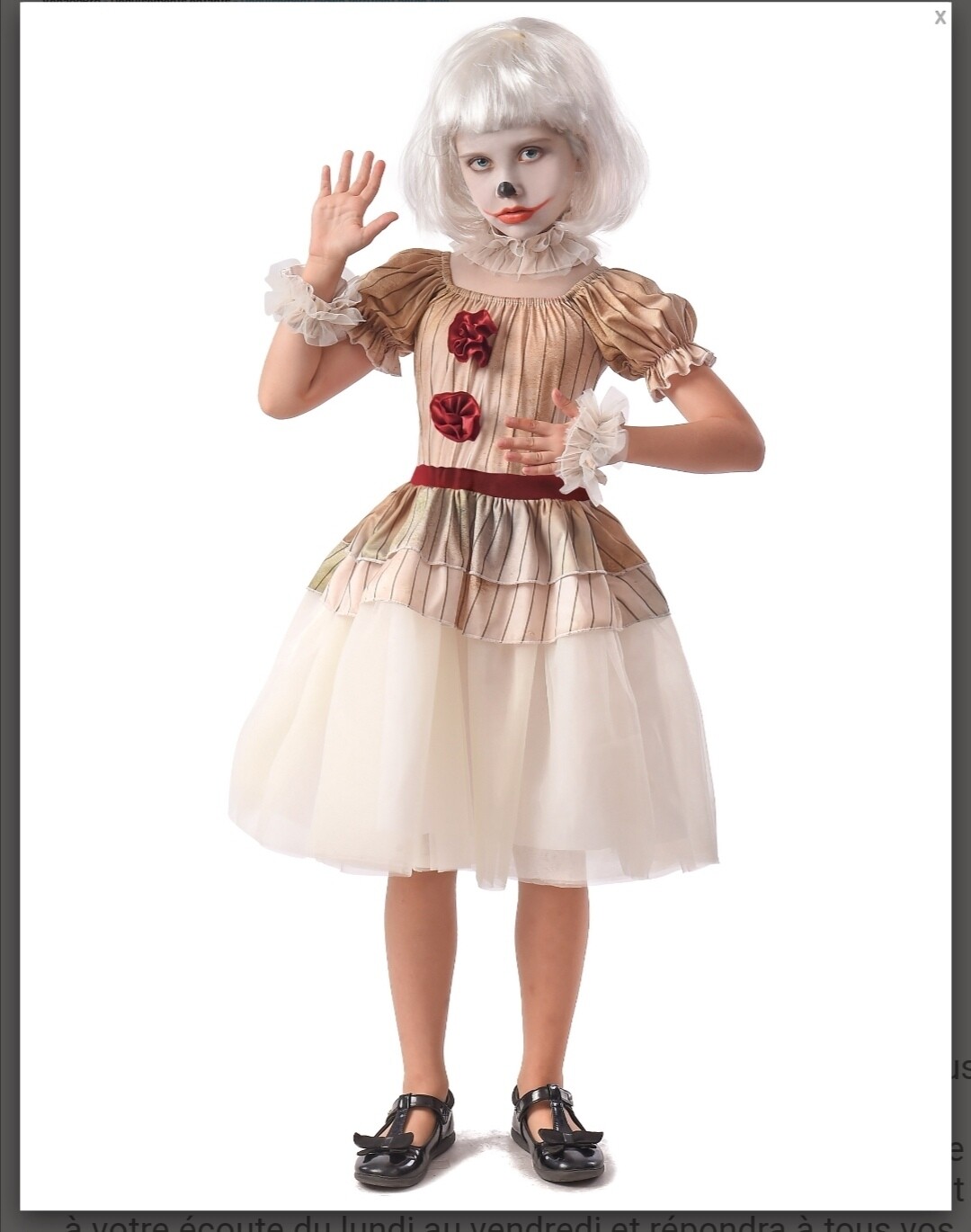 Déguisement Halloween clown ou poupée maléfique fille Jadeo 