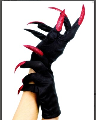 Gants  avec faux ongles sorcière Halloween 
