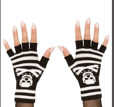 Mitaines Halloween tête de mort pirate Widmann 