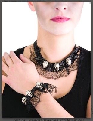 Collier et bracelet dentelle Halloween 