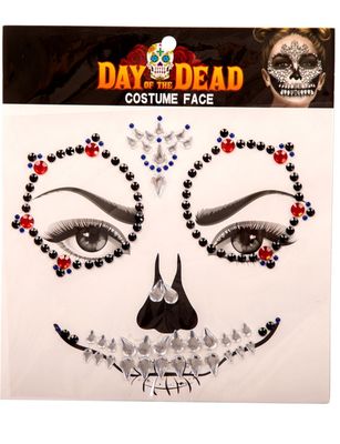 Strass visage dia de los muertos Halloween 