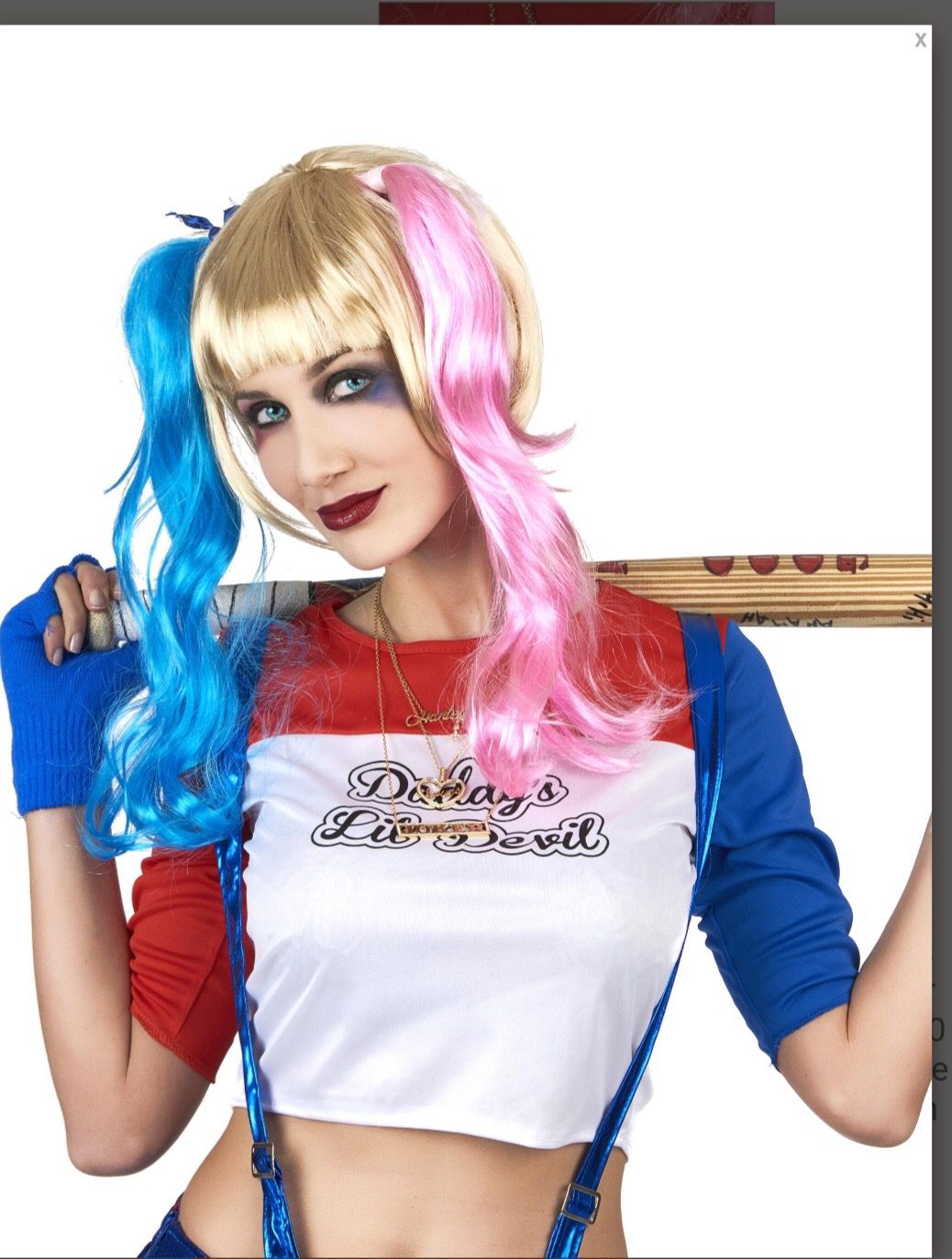 Perruque  Arlequine diabolique Halloween 