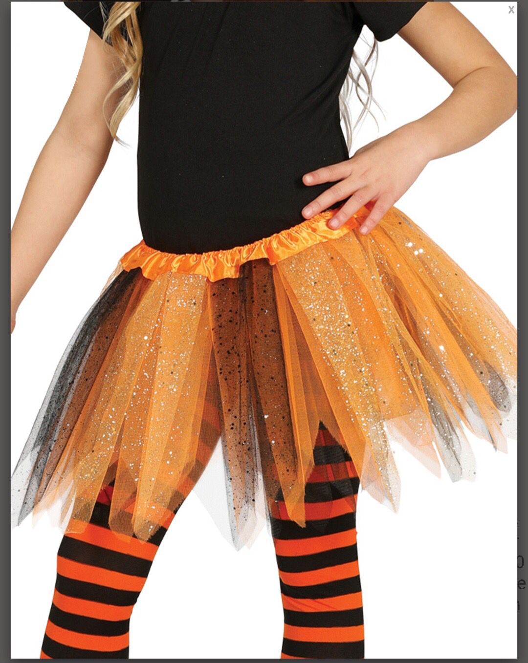 Déguisement tutu bicolore noir et orange fille 