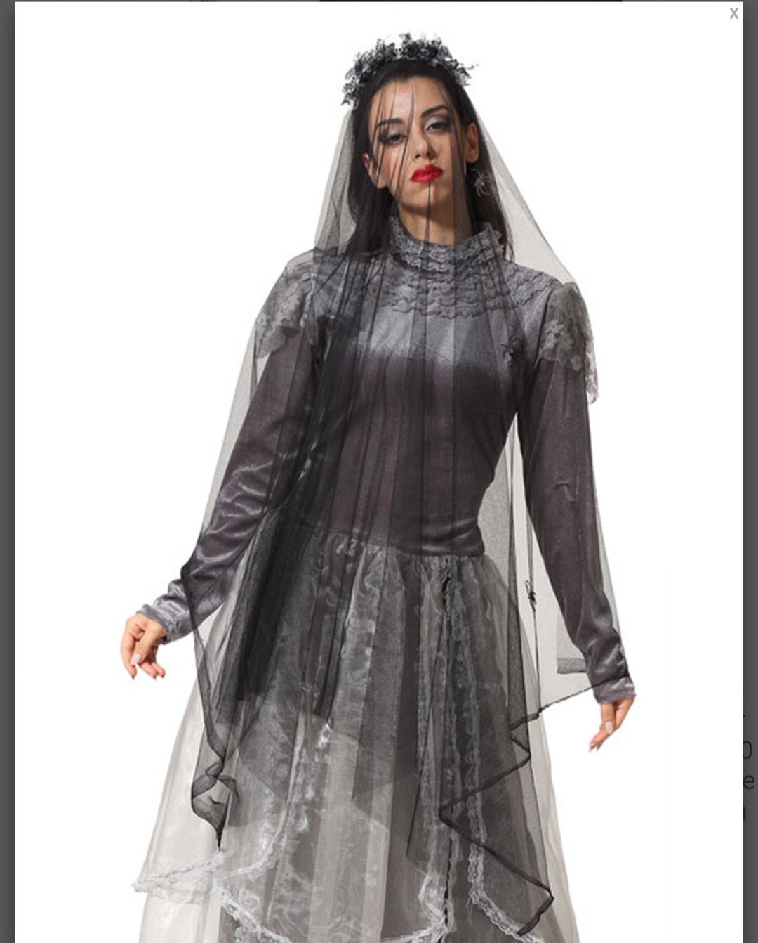 Long voile de squelette Halloween 
