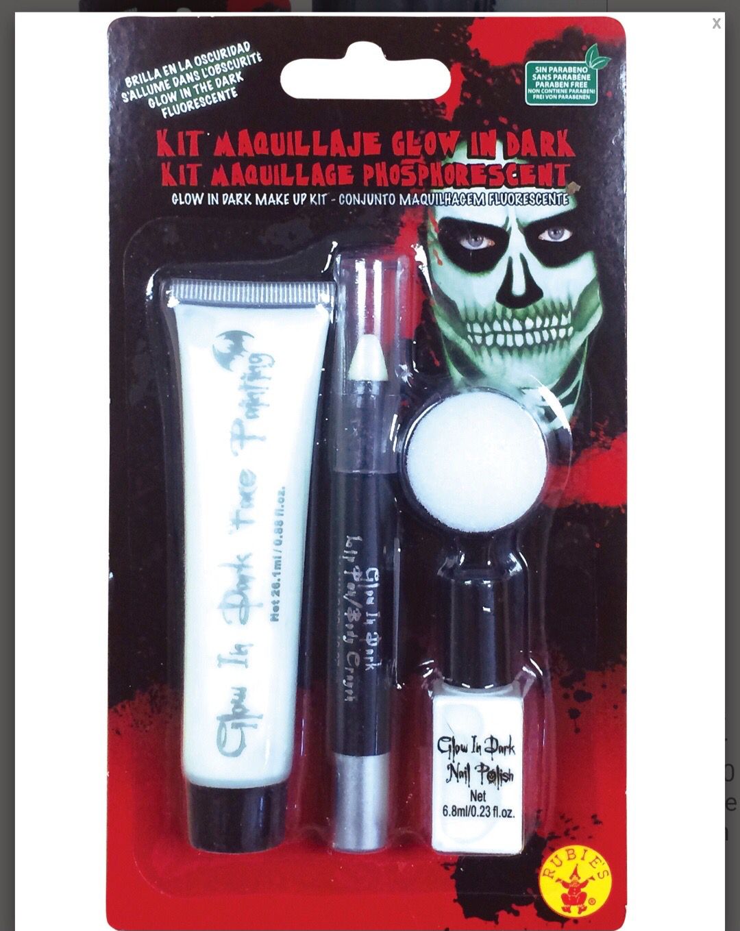 Maquillage phosphorescent adulte Halloween 