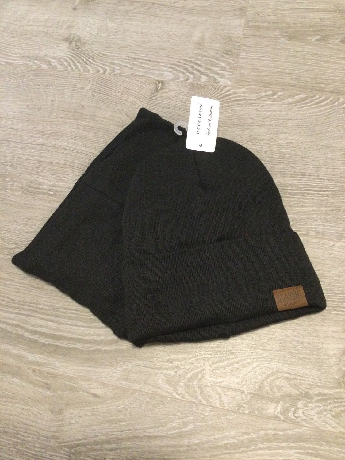 Ensemble bonnet et tour de cou homme Emma Collection , Couleur: Noir