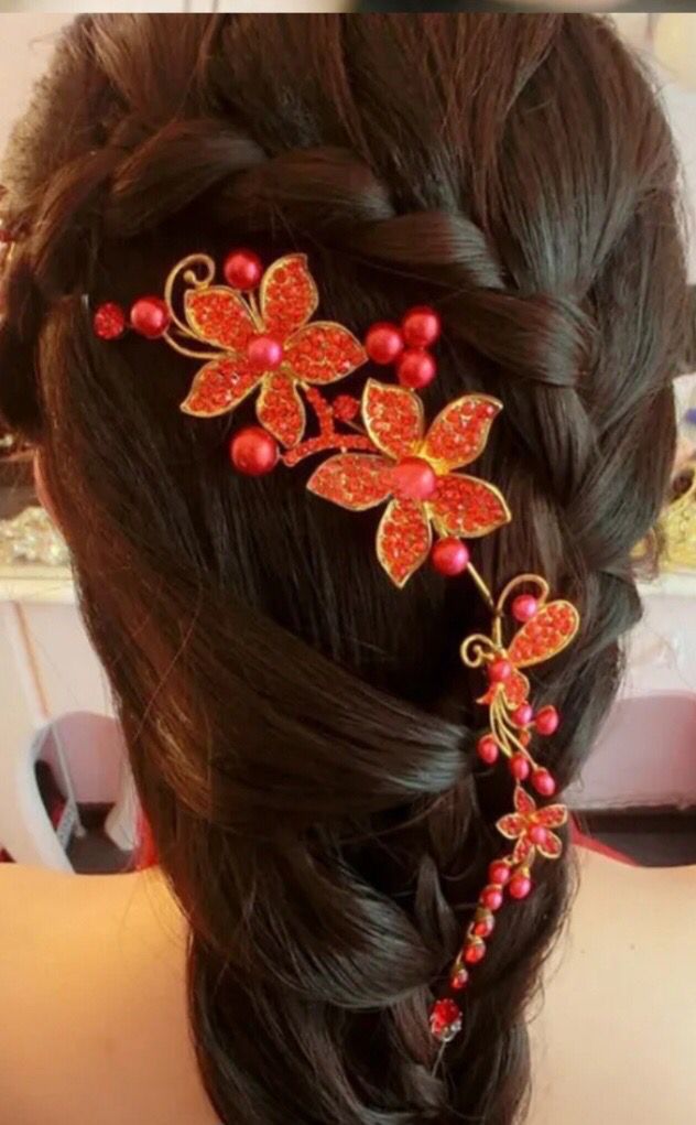 Couronne cérémonie pour cheveux , Couleur: Rouge