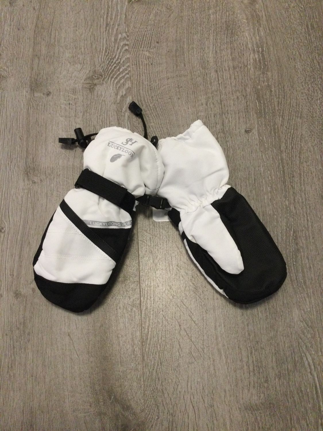 Moufles ski enfant Luckyloong, Taille: M/L (3-6 ans), Couleur: Blanc